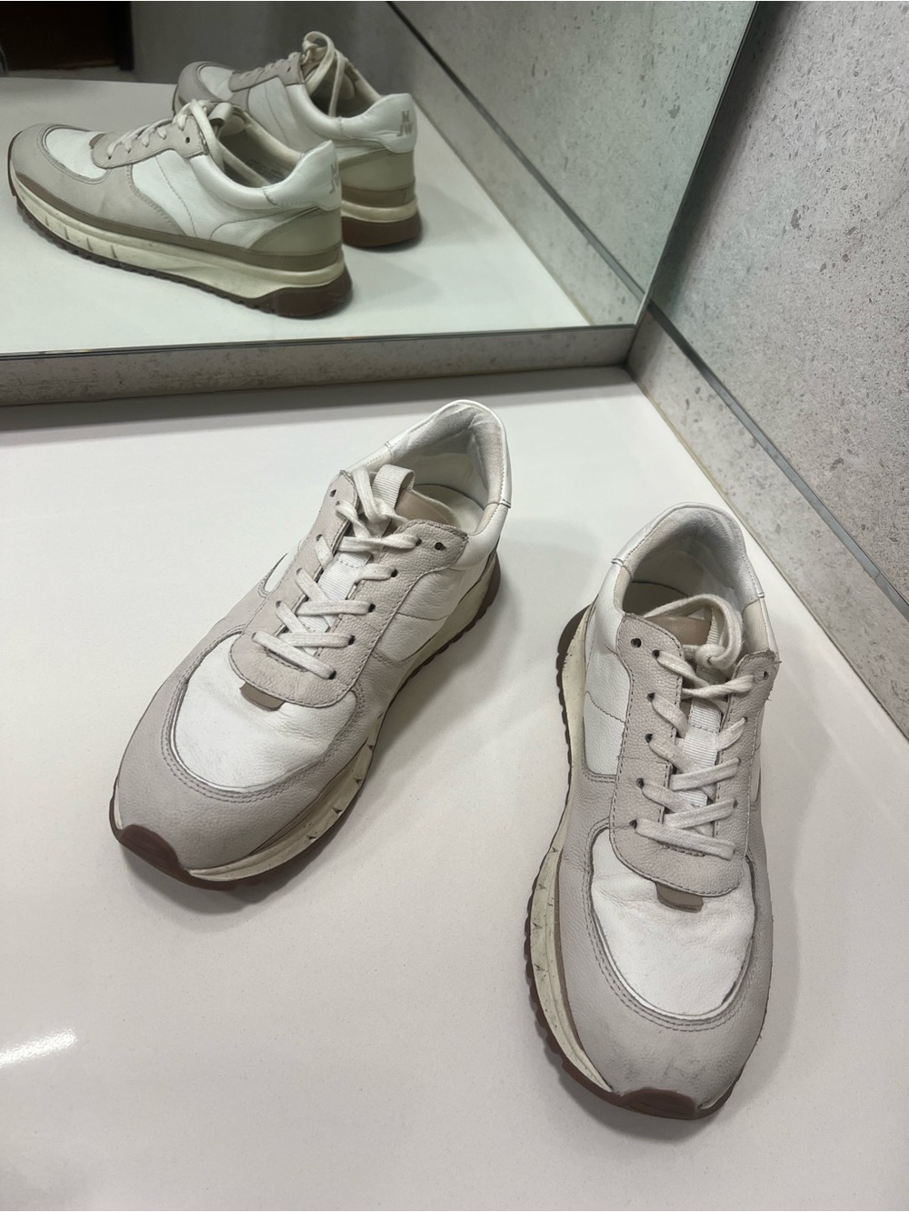 Madewell Women's Runner Sneakers in Off-White and Light Taupe